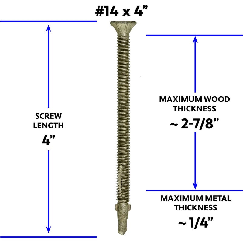 Jake Sales 14x4 Reamer Tek Torx/Star Head مسامير ذاتية الحفر من الخشب إلى المعدن - للأسطح المسطحة والمقطورات - رأس برغي T-30 Torx 5 رطل - عدد 118 براغي - Image 2